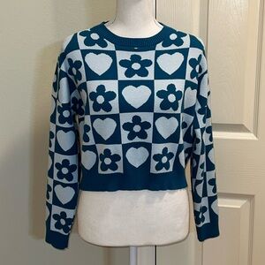 Debut Hearts & Flowers Cropped Sweater